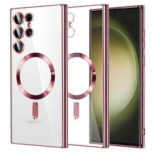 Husa pentru Samsung Galaxy S23 Ultra, SKYDDAR INNOVATION, Luxury Shield Magsafe, Protectie Antisoc, set cu sticker, Roz