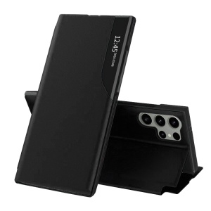 Husa pentru Samsung Galaxy S24 Ultra, tip carte, set cu sticker, eFold, Negru