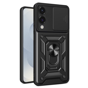 Husa pentru Samsung Galaxy S25 Edge, SKYDDAR INNOVATION, CamShield, Antisoc cu Inel Magentic, set cu sticker, Negru