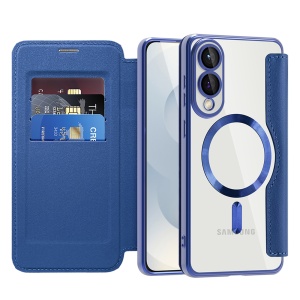 Husa pentru Samsung Galaxy S25 Edge tip carte, SKYDDAR INOVATION, SmartMag Book, Magsafe, RFiD, Suport Carduri, set cu sticker, Albastru