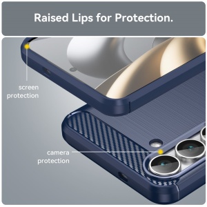 Husa pentru Samsung Galaxy S25 FE, Antisoc, set cu sticker, CarbonFiber, Albastru - Img 2