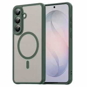 Husa pentru Samsung Galaxy S26 FE, Antisoc, Finisaje Premium, set cu sticker, HaloFrost MagSafe II, Verde
