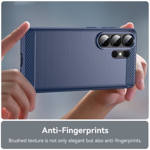 Husa pentru Samsung Galaxy S26 Ultra, SKYDDAR INNOVATION, Carbon Silicone, din Silicon Slim, cu textura Fibra Carbon, set cu sticker, Albastru - Img 3