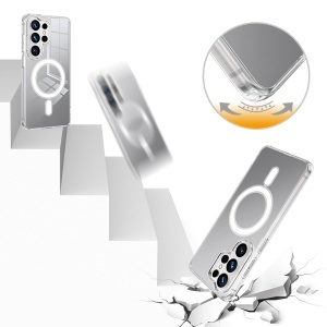 Husa pentru Samsung Galaxy S26 Ultra, SKYDDAR INNOVATION, MagSafe Pro din silicon, set cu sticker, Transparenta - Img 6