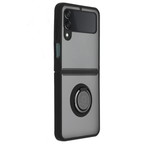 Husa pentru Samsung Galaxy Z Flip3 5G, SKYDDAR INNOVATION, Glinth cu Inel Rotativ 360° Magnetic, Negru, set cu sticker - Img 13
