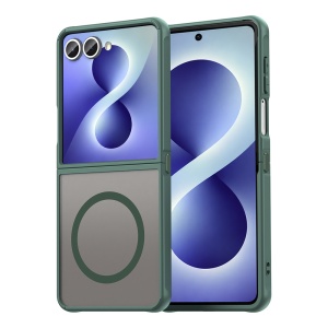 Husa pentru Samsung Galaxy Z Flip8 Finisaje Premium, Antisoc, Magsafe, set cu sticker, HaloFrost MagSafe II, Verde