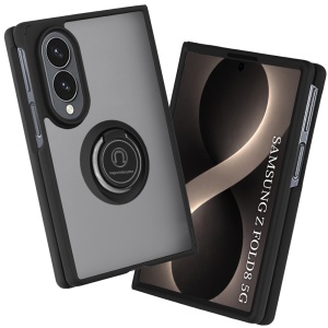 Husa pentru Samsung Galaxy Z Fold8 cu Inel Rotativ 360° Magnetic, Antisoc, set cu sticker, Glinth, Negru