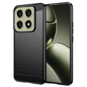 Husa pentru Xiaomi 14T din Silicon Slim, cu textura Fibra Carbon, set cu sticker, Carbon Silicone, Negru