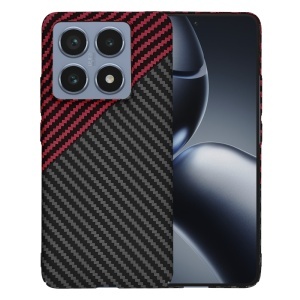 Husa pentru Xiaomi 14T Pro, SKYDDAR INNOVATION, textura carbon, Carbonite FiberShell, set cu sticker, Rosu inchis,
