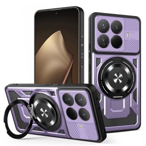Husa pentru Xiaomi 15T Pro, Inel Magnetic, Antisoc, set cu sticker, RuggedCam, Mov