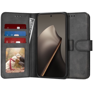 Husa pentru Xiaomi 15T, SKYDDAR INNOVATION, Diary Book, tip carte cu Portofel Interior, Antisoc, set cu sticker, Negru