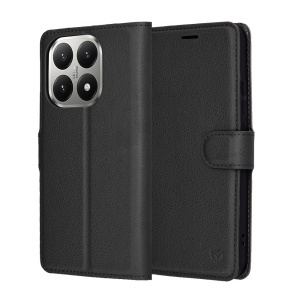 Husa pentru Xiaomi 15T, SKYDDAR INNOVATION, Leather Folio tip Carte, cu Portofel Interior, Finisaje Premium, set cu sticker, Negru