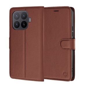 Husa pentru Xiaomi 17T Pro tip Carte, cu Portofel Interior, Finisaje Premium, set cu sticker, Leather Folio, Maro