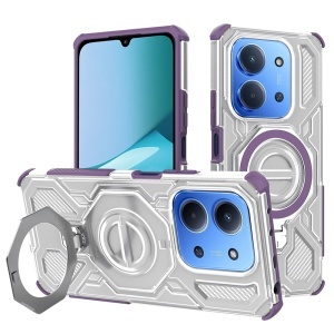 Husa pentru Xiaomi Redmi 15C 5G, Antisoc, SKYDDAR INOVATION, Carbon Shield PRO, Magsafe, set cu sticker, Mov