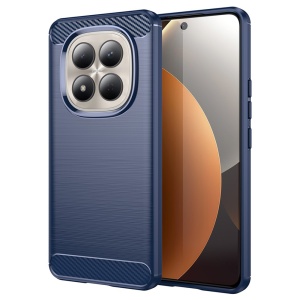 Husa pentru Xiaomi Redmi Note 15 Pro 4G din Silicon Slim, cu textura Fibra Carbon, set cu sticker, Carbon Silicone, Albastru