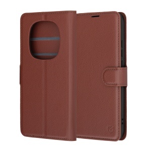 Husa pentru Xiaomi Redmi Note 15 Pro 5G, SKYDDAR INNOVATION, Leather Folio tip Carte, cu Portofel Interior, Finisaje Premium, set cu sticker, Maro - Img 9