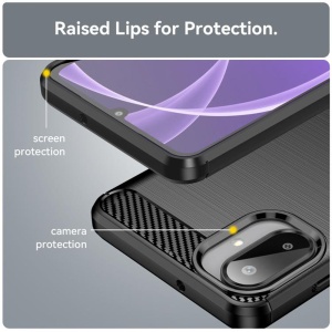 Husa Samsung Galaxy A07 4G din Silicon Slim, cu textura Fibra Carbon, set cu sticker, Carbon Silicone, Negru - Img 2