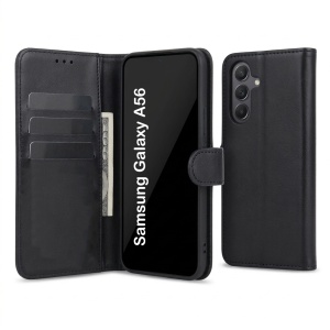 Husa Samsung Galaxy A56, Tip Carte, 3 Sloturi Card, set cu sticker, Skydddar Smart Classic, Negru
