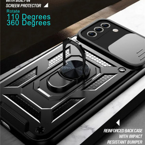 Husa Samsung Galaxy S21 5G cu inel magnetic, Techsuit CamShield - Negru - Img 4