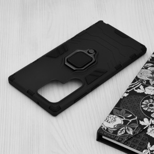 Husa Samsung Galaxy S23 Ultra cu inel, Techsuit Silicone Shield - Negru - Img 2