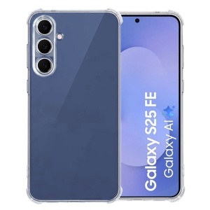 Husa Samsung Galaxy S25 FE din Silicon Slim, set cu sticker, Shockproof Clear Silicone, Transparenta
