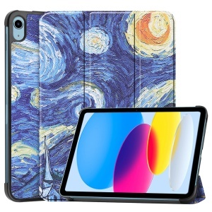 Husa tableta pentru iPad 10 (2022) 10.9 / 11 (2025), SKYDDAR INNOVATION, cu suport Multi-Unghi si functie Sleep/Wake, FoldPro, Starry night, set cu sticker