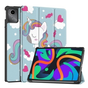 Husa tableta pentru Lenovo Tab M11, SKYDDAR INNOVATION, cu suport Multi-Unghi si functie Sleep/Wake, FoldPro, Unicorn, set cu sticker