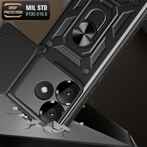 Husa Xiaomi Poco F6 cu inel magnetic si protectie camera Skyddar CamShield - Roz - Img 8