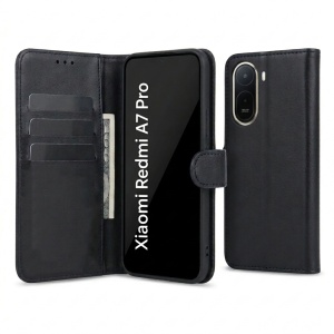 Husa Xiaomi Redmi A7 Pro, Tip Carte, 3 Sloturi Card, set cu sticker, Skydddar Smart Classic, Negru
