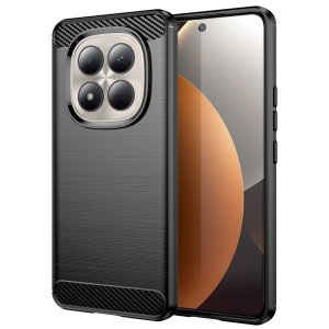 Husa Xiaomi Redmi Note 15 Pro 5G din Silicon Slim, cu textura Fibra Carbon, set cu sticker, Carbon Silicone, Negru