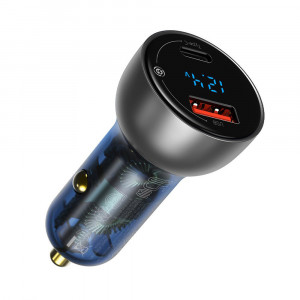 Incarcator Auto Type-C PD65W, USB QC4.0, Baseus (CCKX-C0G) - Transparent - Img 1