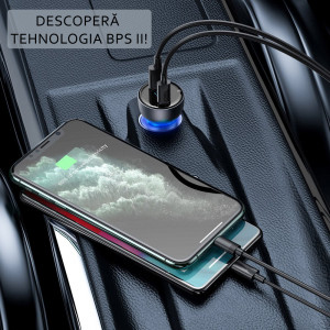Incarcator Auto Type-C PD65W, USB QC4.0, Baseus (CCKX-C0G) - Transparent - Img 7