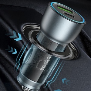 Incarcator auto, USB si Type-C, 30W, Fast Charging, Yesido, Negru - Img 6