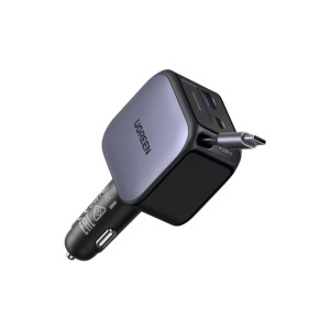 Incarcator pentru Masina, Cablu Retractabil USB, 2x Type-C, 60W, Ugreen EC602, Gri - Img 3