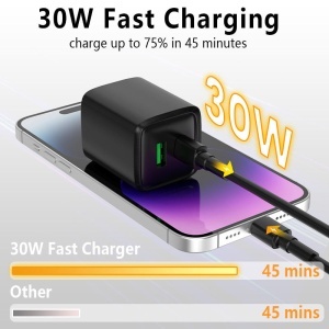 Incarcator Priza 30W, USB + Type-C, Fast Charging PD/QC, SKYDDAR INNOVATION, CH1, set cu sticker, Negru - Img 3