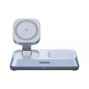 Incarcator Wireless 3in1, MagSafe, Fast Charging, Qi2, for iPhone, AirPods, Apple Watch, 25W, Ugreen W711, Blue - Img 2