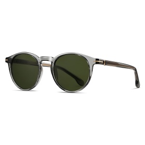 Ochelari de Soare Barbati, Protectie UV, Ramme TR90, Desing Rotund, set cu sticker, Model 31235, Verde;gri