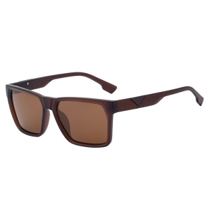 Ochelari de Soare Barbati, UV400, Stil Flat-Top, Anti-glare, set cu sticker, Model 8500, Maro