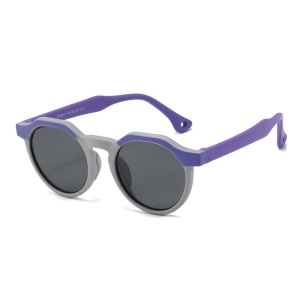 Ochelari de Soare Copii, 4-10 Ani, Filtru UV400, Desing Rotund, set cu sticker, Model 601, Gri;mov