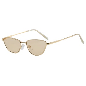 Ochelari de Soare Dama, Filtru UV, Cat Eye, Set cu sticker, Model 622, Auriu
