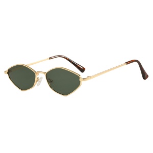 Ochelari de Soare Dama, Filtru UV, Desing Hexagonal, Set cu sticker, Model 6206, Verde;auriu