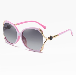 Ochelari de soare dama, protectie UV, rotunzi, Filtru UV 400, (1722), set cu sticker, Roz