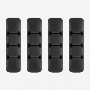 Organizator cabluri, din Silicon, Pachet (4x buc), TopK, 4 spatii - Negru - Img 2