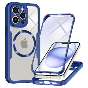 [Pachet 360°] Husa + Folie iPhone 14 Pro Max MagSafe, SKDR ColorShield 360° - Albastru