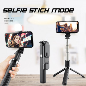 Selfie stick tip trepied cu telecomanda si Blit Led, 101cm, Techsuit (L0S3-BS) - Negru - Img 5