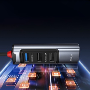 Statie de andocare 4in1, USB si Type-C la 3x USB 2.0, 1x USB 3.0, 5Gbps, Aliaj Aluminiu, Yesido, Gri - Img 5