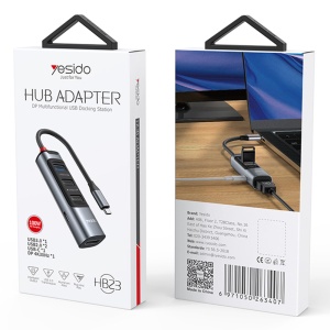 Statie de andocare, 5 in 1, Type-C la 3x USB, DisplayPort, PD 100W, 4K, Yesido, Gri - Img 7