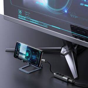 Statie de andocare 5in1, Type-C la 3x USB, Mini DisplayPort 4K, PD 100W, Yesido, Gri - Img 3