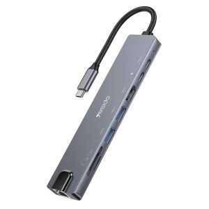 Statie de andocare 8in1, Type-C, HDMI 4K, RJ45, PD 100W, Yesido, Gri