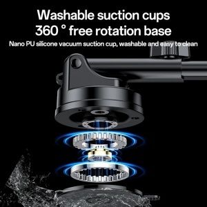 Suport auto cu incarcare wireless, 15W, Ventuza, Dashboard si Parbriz, Yesido, Negru - Img 3